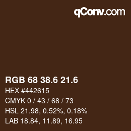 カラーコード: RGB 68 38.6 21.6 | qconv.com