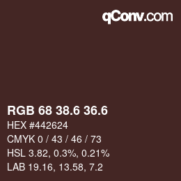 カラーコード: RGB 68 38.6 36.6 | qconv.com