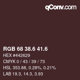 カラーコード: RGB 68 38.6 41.6 | qconv.com