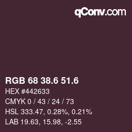 カラーコード: RGB 68 38.6 51.6 | qconv.com
