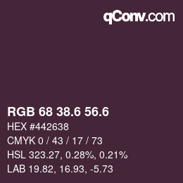 カラーコード: RGB 68 38.6 56.6 | qconv.com