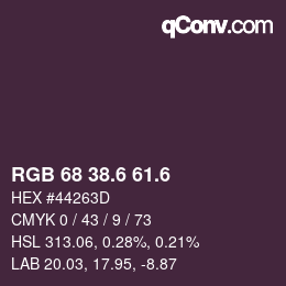 カラーコード: RGB 68 38.6 61.6 | qconv.com