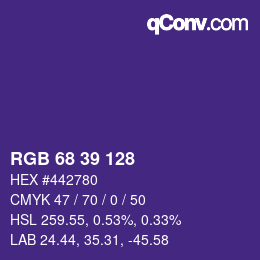 カラーコード: RGB 68 39 128 | qconv.com