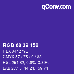 カラーコード: RGB 68 39 158 | qconv.com