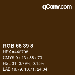 カラーコード: RGB 68 39 8 | qconv.com