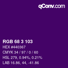 カラーコード: RGB 68 3 103 | qconv.com