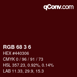 Color code: RGB 68 3 6 | qconv.com