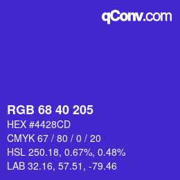 Farbcode: RGB 68 40 205 | qconv.com