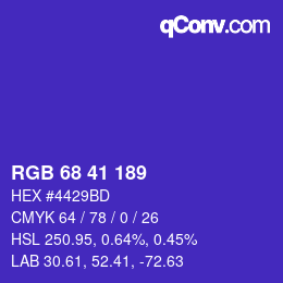 颜色代码: RGB 68 41 189 | qconv.com