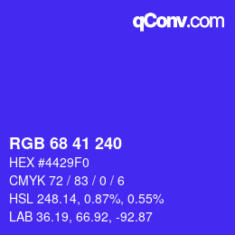 Color code: RGB 68 41 240 | qconv.com