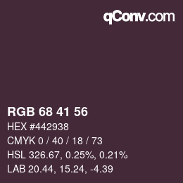 カラーコード: RGB 68 41 56 | qconv.com