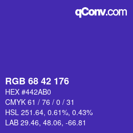 カラーコード: RGB 68 42 176 | qconv.com
