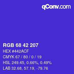 颜色代码: RGB 68 42 207 | qconv.com
