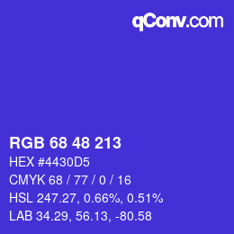 Color code: RGB 68 48 213 | qconv.com