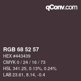 カラーコード: RGB 68 52 57 | qconv.com
