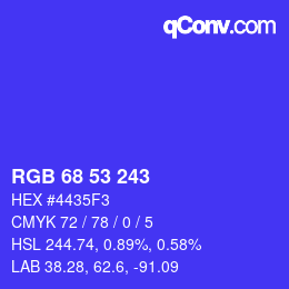 Código de color: RGB 68 53 243 | qconv.com