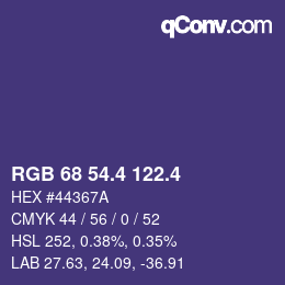 カラーコード: RGB 68 54.4 122.4 | qconv.com