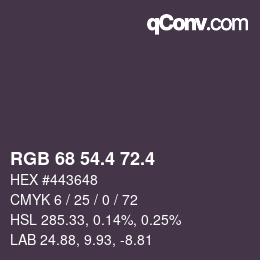 カラーコード: RGB 68 54.4 72.4 | qconv.com