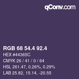 カラーコード: RGB 68 54.4 92.4 | qconv.com