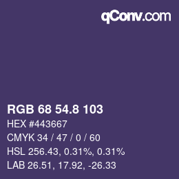 カラーコード: RGB 68 54.8 103 | qconv.com