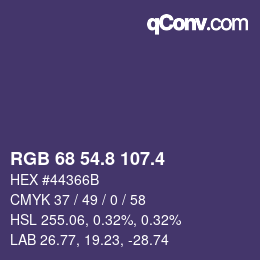 カラーコード: RGB 68 54.8 107.4 | qconv.com