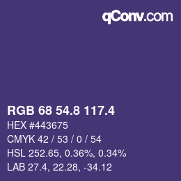 カラーコード: RGB 68 54.8 117.4 | qconv.com