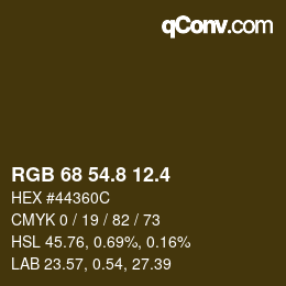 カラーコード: RGB 68 54.8 12.4 | qconv.com