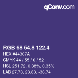カラーコード: RGB 68 54.8 122.4 | qconv.com