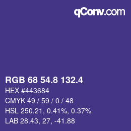 カラーコード: RGB 68 54.8 132.4 | qconv.com
