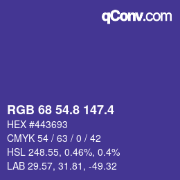 カラーコード: RGB 68 54.8 147.4 | qconv.com