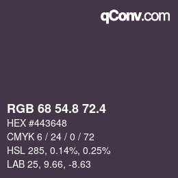 カラーコード: RGB 68 54.8 72.4 | qconv.com