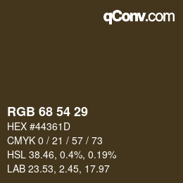 颜色代码: RGB 68 54 29 | qconv.com