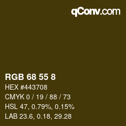 Color code: RGB 68 55 8 | qconv.com