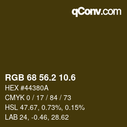 カラーコード: RGB 68 56.2 10.6 | qconv.com