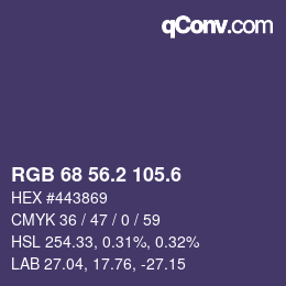 カラーコード: RGB 68 56.2 105.6 | qconv.com