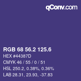 カラーコード: RGB 68 56.2 125.6 | qconv.com