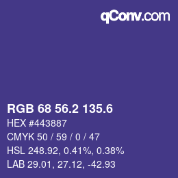 カラーコード: RGB 68 56.2 135.6 | qconv.com