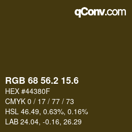 カラーコード: RGB 68 56.2 15.6 | qconv.com
