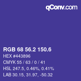 カラーコード: RGB 68 56.2 150.6 | qconv.com