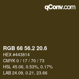 カラーコード: RGB 68 56.2 20.6 | qconv.com