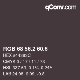 カラーコード: RGB 68 56.2 60.6 | qconv.com