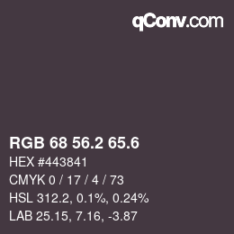 カラーコード: RGB 68 56.2 65.6 | qconv.com