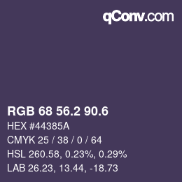 カラーコード: RGB 68 56.2 90.6 | qconv.com