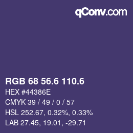 カラーコード: RGB 68 56.6 110.6 | qconv.com