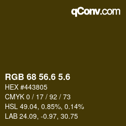 カラーコード: RGB 68 56.6 5.6 | qconv.com