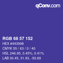 颜色代码: RGB 68 57 152 | qconv.com