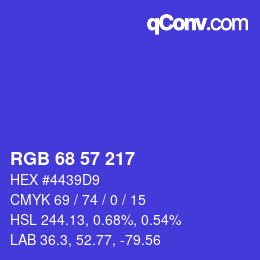 Color code: RGB 68 57 217 | qconv.com