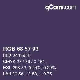 Color code: RGB 68 57 93 | qconv.com