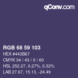 カラーコード: RGB 68 59 103 | qconv.com