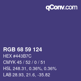 Color code: RGB 68 59 124 | qconv.com